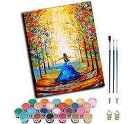 DIY Pintura por Números Kit, Chica de dibujos animados caminando por un sendero forestalPintar por Numeros para Adultos Principiantes ，Regalo de decoración de Navidad (16*20 Pulgadas),sin marco