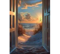 DIY Pintura por Números para Adultos Kit de, Atardecer en la playa Cuadros para Pintar Colorear Numeros Pinturas Acrilicos con Pinceles, Para Principiantes y Niños Edades 50x70cm D7SS-697