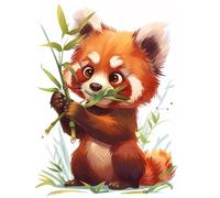 DIY Pintura por Números para Adultos Kit de, Bambú mapache Cuadros para Pintar Colorear Numeros Pinturas Acrilicos con Pinceles, Para Principiantes y Niños Edades 50x70cm D7SS-550