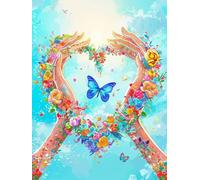 DIY Pintura por Números para Adultos Kit de, Flores y mariposas amor Cuadros para Pintar Colorear Numeros Pinturas Acrilicos con Pinceles, Para Principiantes y Niños Edades 40x50cm D7SS-522