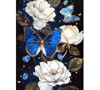 DIY Pintura por Números para Adultos Kit de, Mariposa blanca y azul Cuadros para Pintar Colorear Numeros Pinturas Acrilicos con Pinceles, Para Principiantes y Niños Edades 90x120cm D7SS-25