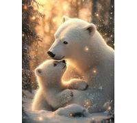 DIY Pintura por Números para Adultos Kit de, Oso polar animal Cuadros para Pintar Colorear Numeros Pinturas Acrilicos con Pinceles, Para Principiantes y Niños Edades 80x110cm D7SS-219