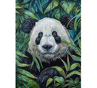 DIY Pintura por Números para Adultos Kit de, Panda de hoja verde Cuadros para Pintar Colorear Numeros Pinturas Acrilicos con Pinceles, Para Principiantes y Niños Edades 90x120cm D7SS-614