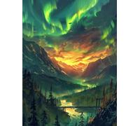 DIY Pintura por Números para Adultos Kit de, Picos de Aurora Cuadros para Pintar Colorear Numeros Pinturas Acrilicos con Pinceles, Para Principiantes y Niños Edades 40x50cm D7SS-562