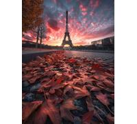 DIY Pintura por Números para Adultos Kit de, Torre de París al atardecer Cuadros para Pintar Colorear Numeros Pinturas Acrilicos con Pinceles, Para Principiantes y Niños Edades 70x90cm D7SS-760