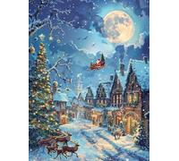 DIY Pintura por Números para Adultos Kit de, Trineo navideño Cuadros para Pintar Colorear Numeros Pinturas Acrilicos con Pinceles, Para Principiantes y Niños Edades 80x110cm D7SS-724