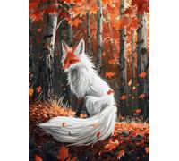 DIY Pintura por Números para Adultos Kit de, Zorro de hoja caduca Cuadros para Pintar Colorear Numeros Pinturas Acrilicos con Pinceles, Para Principiantes y Niños Edades 60x80cm D7SS-601