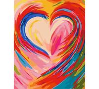 Diy Pintura Por Números Para Adultos Principiantes, Corazones De Colores Pintura Al Óleo Por Kits De Números Diy Pintado A Mano Sobre Lienzo Arte De Pared Imagen Artesanía Decoración Del Hoga 40x50cm