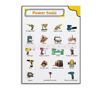 DIY Power Tools Identification Chart Canvas Wall-Art Poster for Garage Workshop Home Repair (Unframed,12x18inch(30x45cm))