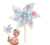 DIY Windmill Craft Kit - Color Your Own Pinwheel Spinner for Kids Art Project, Handmade Garden Wind Spinner with Rotating Windmill Function, Outdoor Decoration Toy for Garden Activities