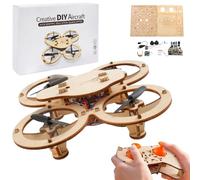 DIY Wooden Assembly RC Drone Kit, RC Quadcopter Building Kits for Beginner, Creative Building Model for Adults to Assemble and Fly