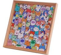 DIY Wooden Cat Puzzle Frame, Animal Wooden Jigsaw Puzzles, Paintable 3D Cat-Shaped Photo Frame, Creative Educational Toys for Adults, Kids & Girlfriend (No Colored Pencils)