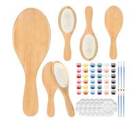 DIY Wooden Hairbrush Set - Comb Tool for Weekend Art | Unfinished Wood Material Base, Paint Ready Craft, Creative Hobby Accessory for Adults Teens Home