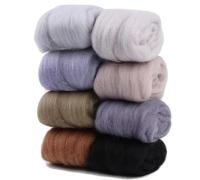 DIY Wool Roving Needle Felting 8 Colors Wool Felting Fibre Handmade Material For Beginners Needle Felting Product Making(Night Sky)