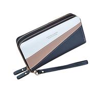 Diyafas Billetera Larga Monedero con Doble Cremallera Mujer Tarjetero Carteras de Gran Capacidad Bolso de Mano para Teléfono con Pulsera