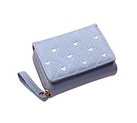 Diyafas Cartera Pequeña de Mujer Corazón Bordado Monedero Señoras Tarjetero con Múltiples Ranuras para Tarjetas Azul