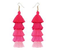 DIYANMMY Pendientes de borla coloridos de 3 niveles bohemios grandes colgantes de moda para mujer, San Valentín, fiesta de cumpleaños., Grande, Metal, No