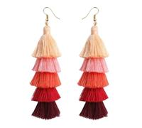 DIYANMMY Pendientes de borla coloridos de 3 niveles bohemios grandes colgantes de moda para mujer, San Valentín, fiesta de cumpleaños., Grande, Metal, No