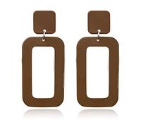 DIYANMMY Pendientes huecos cuadrados geométricos de acrílico simple retro para mujer pendiente de gota blanca, Metal, N/P