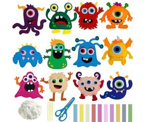DIYCUT 12 Piezas Kit de Costura Creativo Monstruos, Kit de Manualidades de Fieltro, Juego para Coser, Suave y lindo Regalo de Artesanía, para Niños, Niñas y Principiantes
