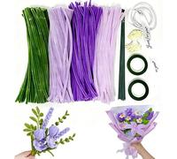 DIYCUT 400 Piezas Limpia Pipas para Manualidades, Pipe Bobo para Tulipanes Morados, 30 cm Limpiapipas para Manualidades, para Manualidades DIY, Decoración y Regalos(Ramo de tulipanes lavanda)