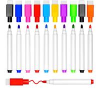 DIYDEC 10 marcadores de pizarra blanca, 9 bolígrafos de pizarra blanca de colores, punta fina, magnéticos, con borrador, marcadores de tinta de borrado en seco de bajo olor, borrables para el hogar