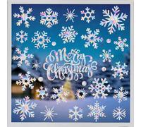DIYDEC 4 hojas de copos de nieve Suncatcher Ventana Pegatinas para ventana Suncatcher imágenes autoadhesivas copos de nieve arco iris lámina ventana prisma para invierno Navidad casa decoración