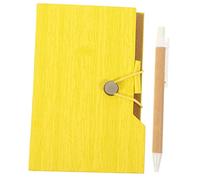 DIYEAH 1 juego Notepad Práctico con Bolígrafo Planificador Mensual de Notas Decorativo Cuaderno de Madera Amarillo para Estudiantes y Oficina