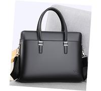 DIYEAH 1 Pieza Maletín de Cuero de Vaca para Hombre Bolso de Casual Resistente al Agua Bolsa de para Laptop Negro