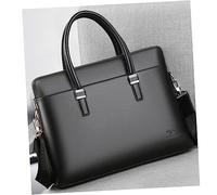 DIYEAH 1 Pieza Maletín de Cuero de Vaca para Hombres Bolsa de Ordenador Portátil Resistente al Desgaste Bolso Bandolera de Negocios Casual Color Negro para y Accesorios