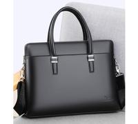 DIYEAH 1 Pieza Maletín de Cuero de Vaca para Portátil Bolso de Negocios Casual Resistente al Agua Bandolera de Hombre Color Negro