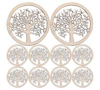 DIYEAH 10 Piezas de Rodajas de Madera para Manualidades Superficie Lisa y Diseño Árbol Vida, Material Sintético Khaki Adecuado para Proyectos DIY y Artísticos