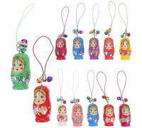 DIYEAH 12 Piezas de Llaveros Muñecas Rusas Matrioshka Cordón de Madera de Haya, Colgante Versátil para Funda de Teléfono y Decoración de Bolsa Color Aleatorio