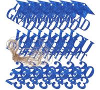 DIYEAH 18 Piezas Etiquetas de Regalo para Graduación Tela No Tejida Azul Adornos de Fiesta con Diseños y You Did It Decoraciones Seguras y Versátiles para Eventos Escolares