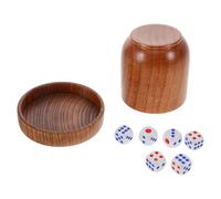 DIYEAH 1juego Dados con Cubilete de Madera Maciza Vaso Apilable con Tapa y Dados para Accesorios de Bar Ktv y Fiestas para Mesa y Ambiente Festivo