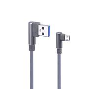 DIYEAH 1M Right Angle USB Micro Cable Braided USB 2.4 A to 90 Degree Data Cable Charger Cord for Universal Phone (Grey)