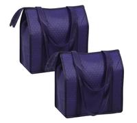 DIYEAH 2 Bolsas de la Compra isotérmicas, Reutilizables, con Cremallera y | Bolsas de compra reutilizables, para transportar alimentos fríos y calientes, bolsas térmicas plegables para acampar (azul)