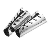DIYEAH 2 brazaletes para Cosplay: Protectores de Brazo de Caballero Medieval para Hombre - Brazalete de Armadura renacentista para Juegos de rol y Teatro, Accesorio de Armadura de antebrazo Plateado
