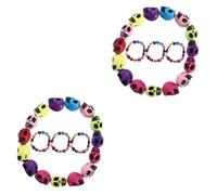 DIYEAH 2 Juegos Pulsera De Cuentas De Calavera Joyería Exagerada De Estilo Punk Para Hombres Calavera Colorida Amuletos De Halloween Pulsera Gótica Genial Pulsera De Fiesta 4 Uds * 2