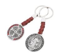 DIYEAH 2 Llaveros Cruzados Con Medalla San Benito Para Bolsos Coche Y Mochilas Accesorios De Moda Con Diseño En Forma De Cruz