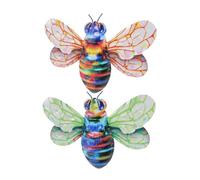 DIYEAH 2 piezas Decoración de Pared de Abejas de Metal Colorido Colgante de Hierro Forjado para Jardín y Patio Alas Verdes y Naranjas Adorno Realista para Interiores y Exteriores