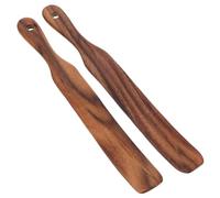 DIYEAH 2 Piezas Espátula de Madera para Masa Madre con Diseño Curvado y Agujero para Colgar, Utensilio de Cocina Adecuado para Mezclar y Remover en Tareas de Cocina Reutilizable