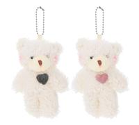 DIYEAH 2 Piezas Llavero Oso de Peluche Blanco, Colgante Adorable