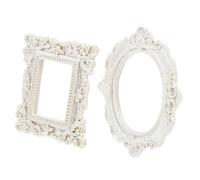 DIYEAH 2 Piezas Marco de Fotos Vintage Marco Ovalado y Cuadrado de Decorativa para Fotografía Adorno Elegante para Hogar y Oficina