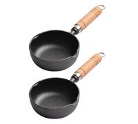 DIYEAH 2 Piezas Mini Sartén de Hierro Fundido Crisol de Quesos de Hierro Negro Multifuncional Resistente Deformación para Freír Huevos, Calentar Aceite y Servir