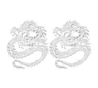 DIYEAH 2 Piezas Pegatina para Coche de Dragón de Metal, Adhesivo Metálico Elegante, Aleación de Níquel, Plata, para Coche y Vehículo, Estilo Moderno, Emblema Exterior