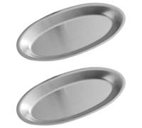 DIYEAH 2 Piezas Plato Ovalado de Acero Inoxidable 27x17x15cm | Color Plata, Forma de Huevo, Bordes Suaves y Resistentes, Adecuado para Reuniones y Comidas Familiares