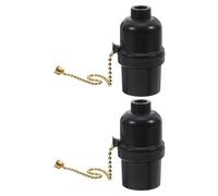 DIYEAH 2 Piezas Portalámparas Cadena de Tracción E26 de Baquelita Negro Diseño Moderno de Anillo y Compatibilidad para Salas y Dormitorios