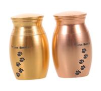 DIYEAH 2 Piezas Urna para Cenizas de Mascotas Pequeñas Caja de Recuerdo Cremación con Diseño de Huella Doble Metálico Dorado y Rosa Almacenamiento de Restos Pelo y Dientes Homenaje