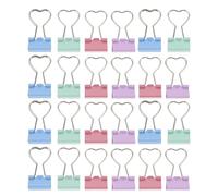 DIYEAH 24 clips de carpeta con forma de corazón - Sujetapapeles metálicos - Clips de papelería para la gestión de archivos, álbumes de recortes y organización de notas, talonarios de recibos